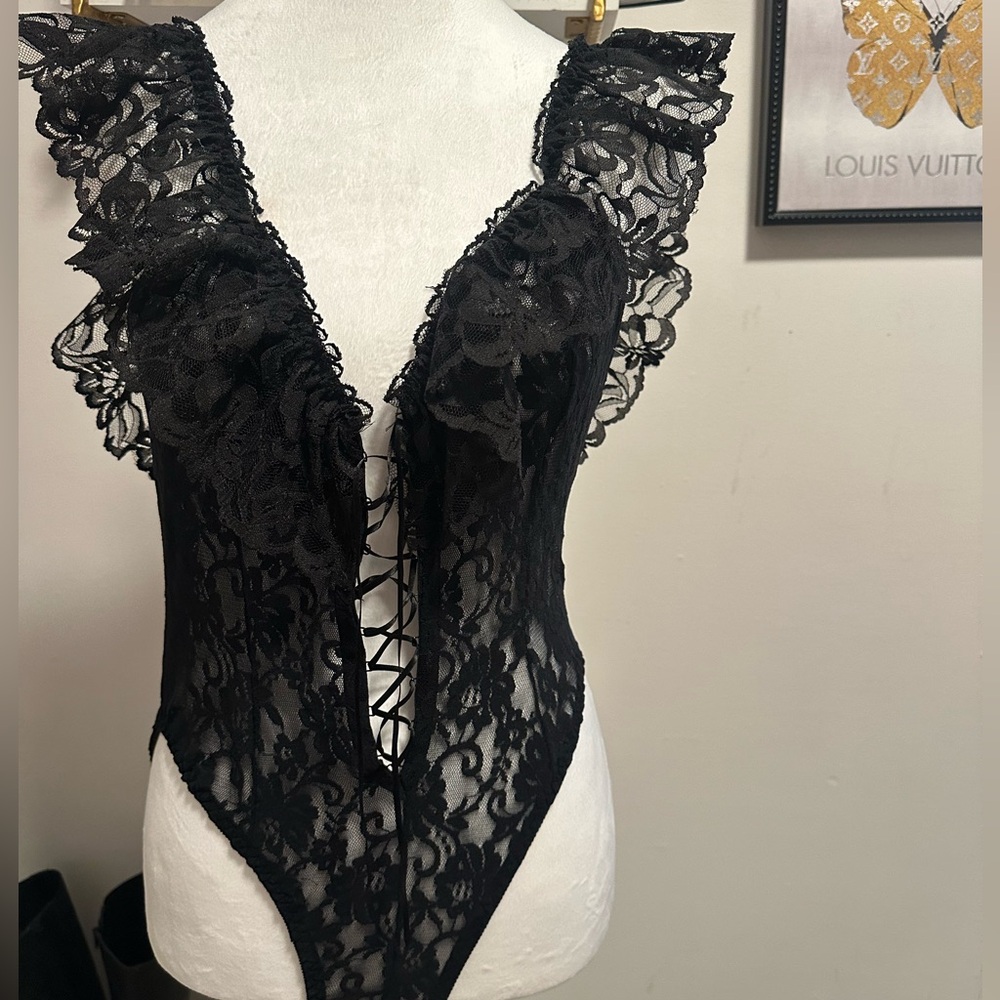 Elegant Black Lace Bodysuit